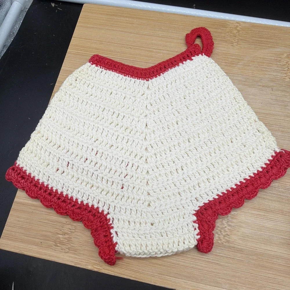 VTG His & Hers Crochet Pot Holders Hot Pads Shorts Panties Red White Kitschy